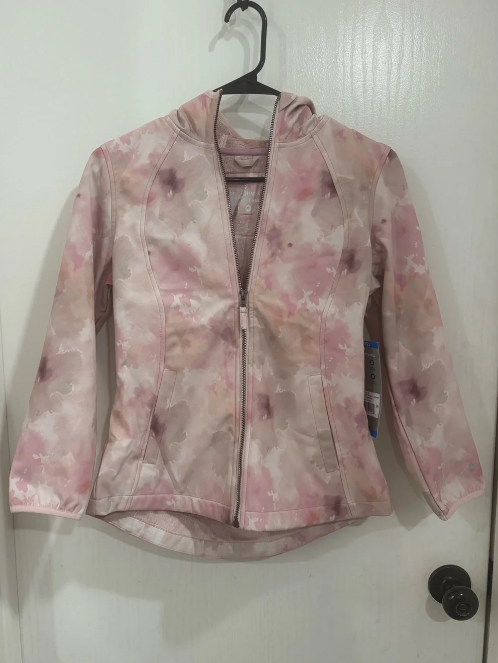 Free Country Light Pink Floral Hooded Bomber Jacket